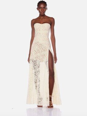 BRONX AND BANCO Elena Strapless A-Line Crochet Gown Size XS NWT $850